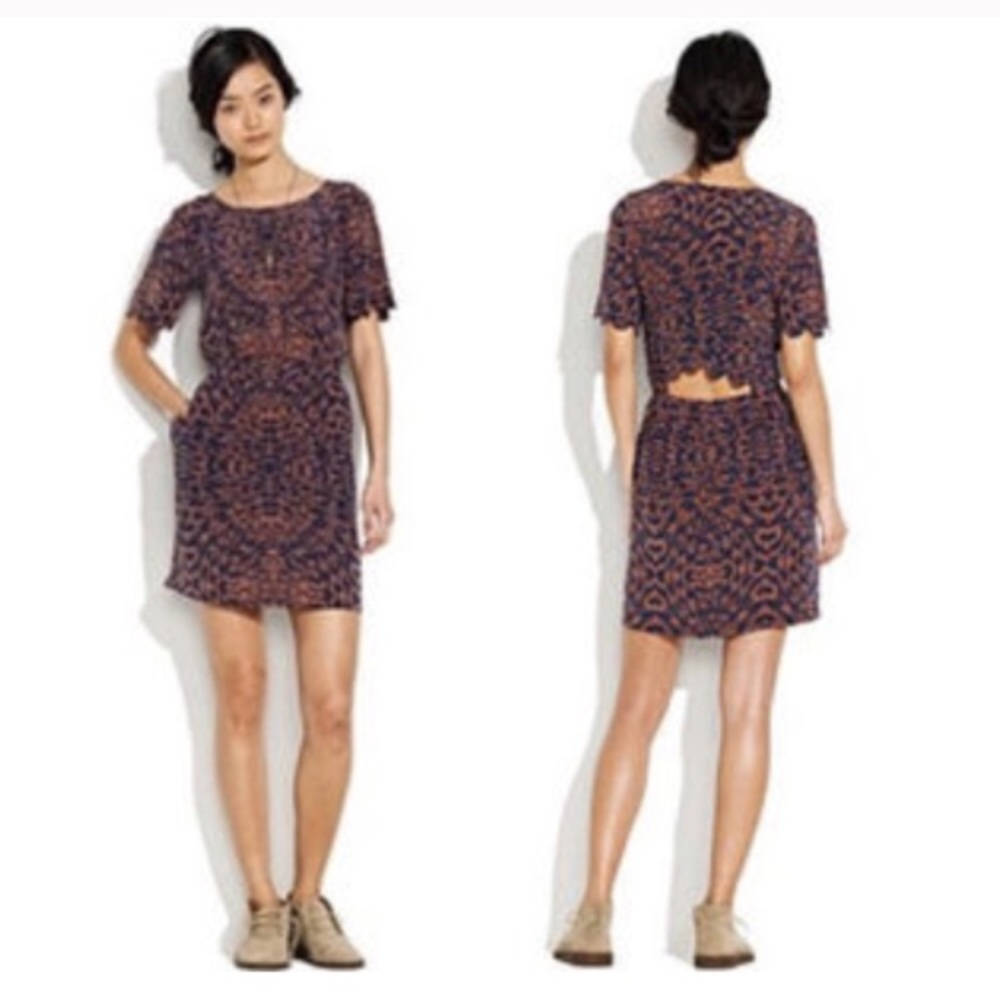 Madewell Broadway and Broome scallop peekaboo back mini dress